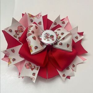 Strawberry Themed Red and Pink Hair Bow